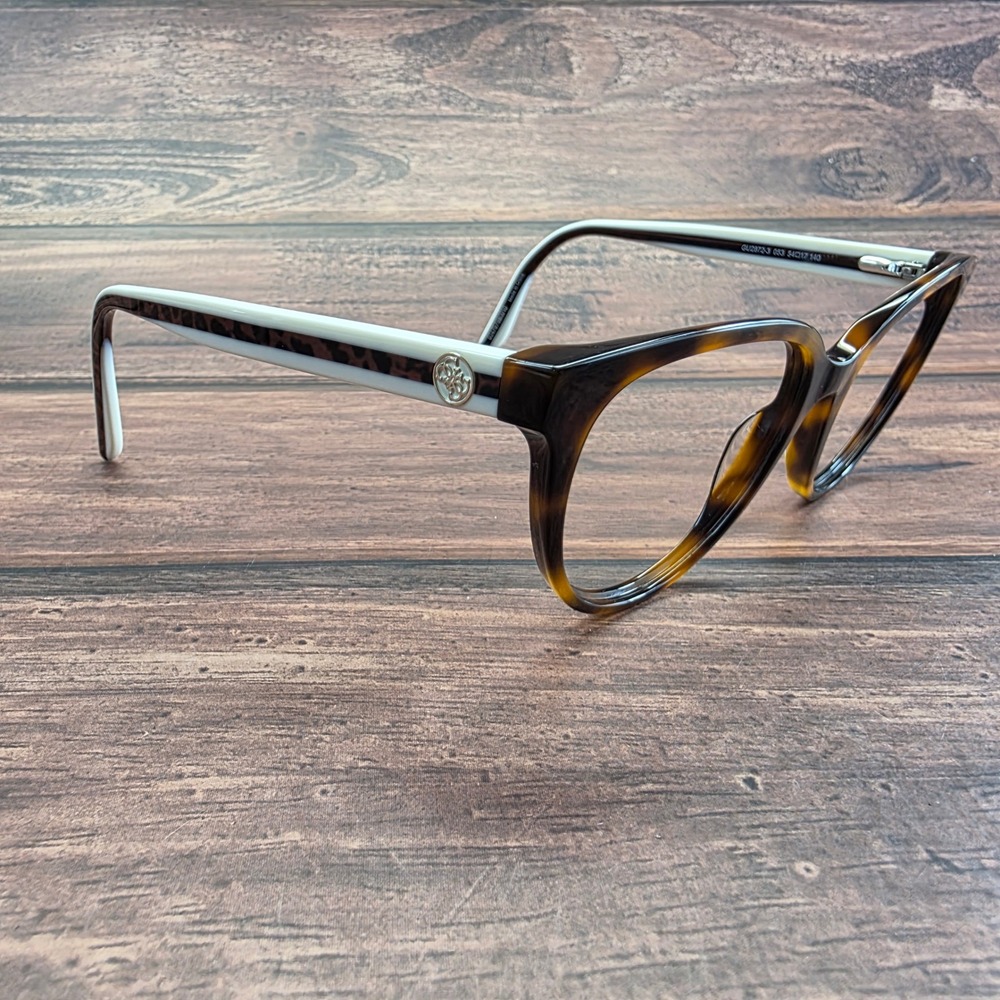 Guess GU2872-3 053 Tortoise White Leopard Print Cat Eye Eyeglasses 54-17-140